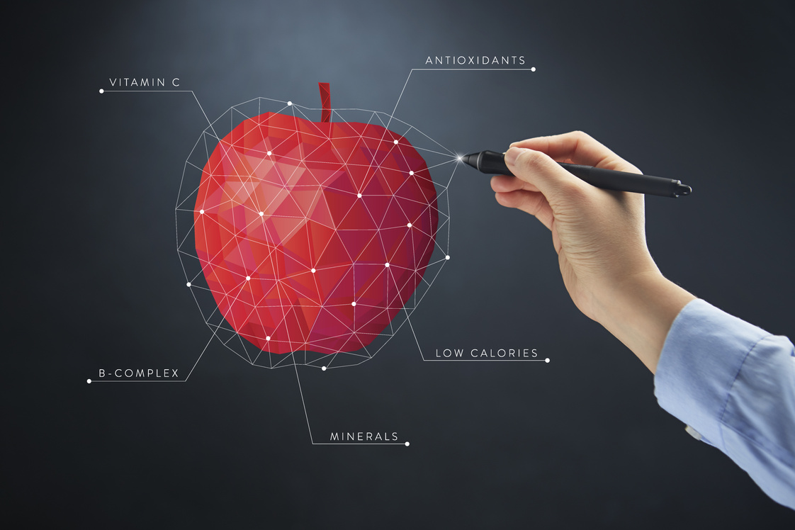 Hand drawing polygonal apple concept